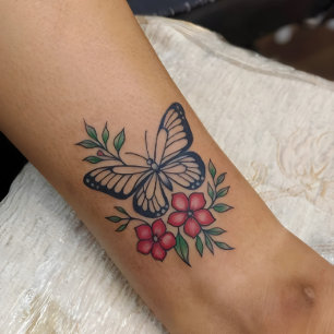 Elegant Butterfly & Wildflower Vintage Botanical Temporary Tattoos