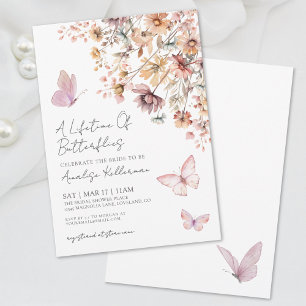 Elegant Butterfly Wildflowers Bridal Shower Invitation