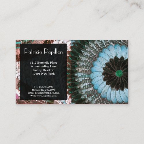 Elegant Butterfly Wing Business Card Aqua Art Deco