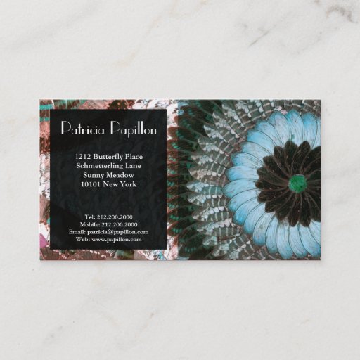 Customizable Elegant Butterfly Wing Business Card Aqua Art Deco