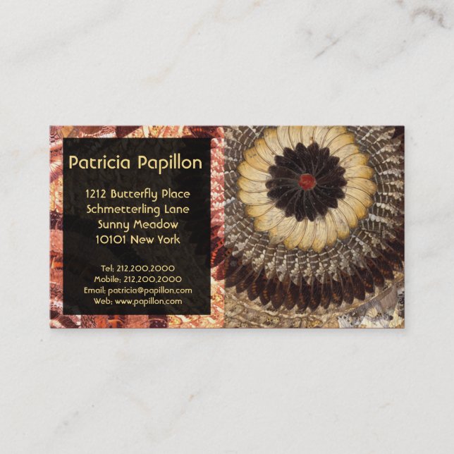 Elegant Butterfly Wing Business Card - Art Deco (Front)