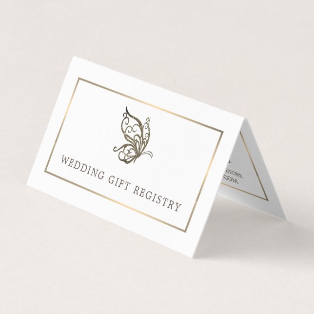 Elegant Butterfly With Photo Gift Registry Card (Front)