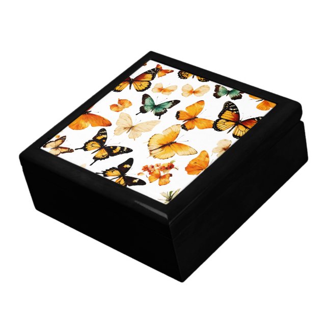 Elegant Butterfly Wooden Jewelry Keepsake Box (Side)