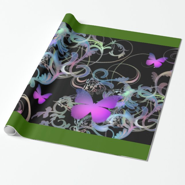 Elegant Butterfly Wrapping Paper (Unrolled)
