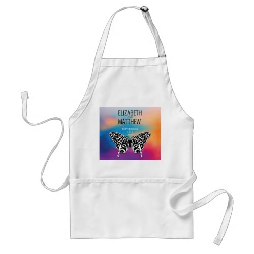 Elegant Buttterfly and Colorful Sunset Design Adult Apron