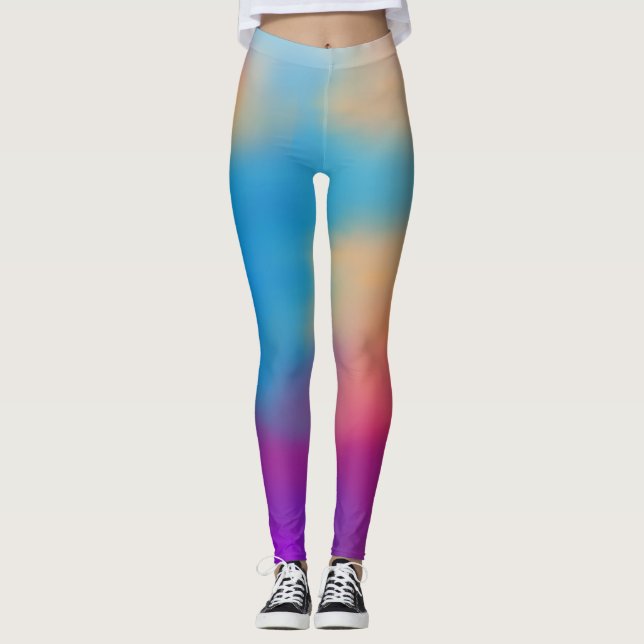 Elegant Buttterfly and Colorful Sunset Design Leggings (Front)