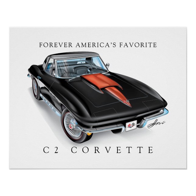 ELEGANT C-2 VETTE ILLUSTRATION POSTER (Front)