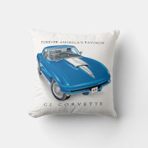 ELEGANT C-2 VETTE ILLUSTRATION THROW PILLOW