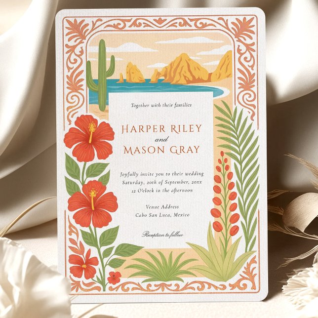 Elegant Cabo San Lucas The Arch Floral Wedding Invitation (Creator Uploaded)