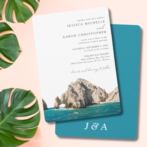 Elegant Cabo Wedding Custom Scenic Invitation