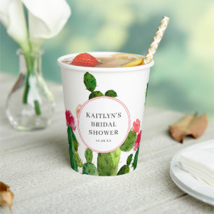 Elegant Cactus Garden Bridal Shower Paper Cups