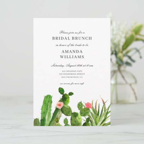 Elegant Cactus Garden  Bridal Shower Wedding Invitation