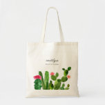 Elegant Cactus Garden Personalized Wedding  Tote Bag<br><div class="desc">This lovely wedding tote bag features beautiful blooming cactuses paired with elegant typography. Fill it with thoughtful essentials for your wedding guests, such as bottle water, flip flops, sunscreen, chocolates, etc. It's the perfect choice for a rustic yet elegant wedding. This design coordinates with our Elegant Watercolor Cactus wedding invitation...</div>