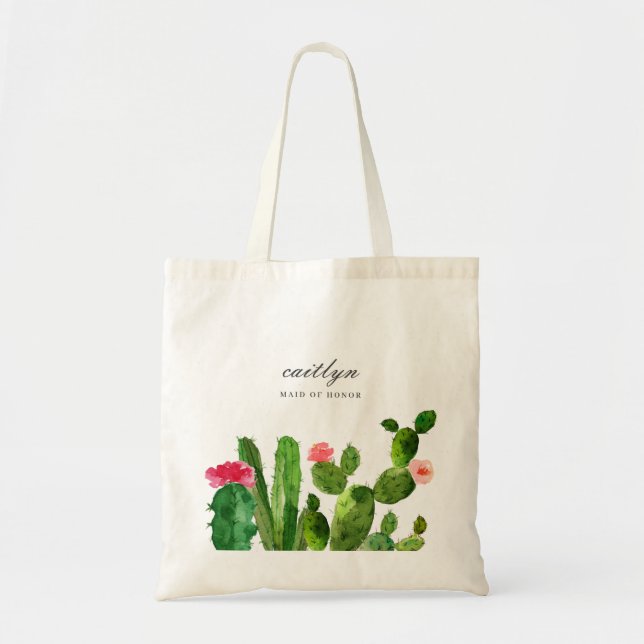 Elegant Cactus Garden Personalized Wedding  Tote Bag (Front)