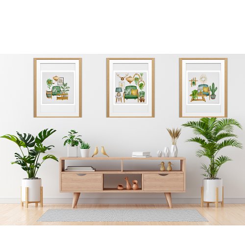 Elegant Cactus Garden watercolor Poster