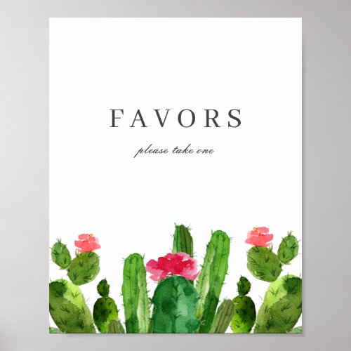 Elegant Cactus Garden Wedding Favors Table Sign