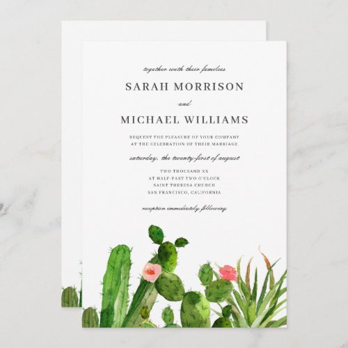 Elegant Cactus Garden  Wedding Invitation