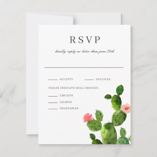 Elegant Cactus Garden  Wedding Invitation Reply