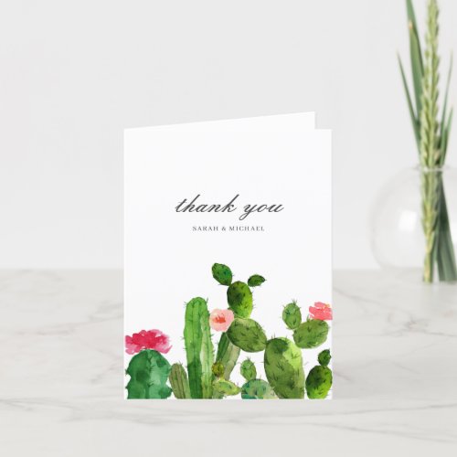 Elegant Cactus Garden  Wedding Thank You Card