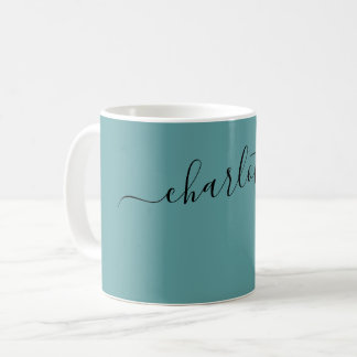 Elegant Cadet Blue Color Modern Name Personalized Coffee Mug