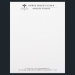 Elegant Caduceus Nurse Practitioner Letterhead<br><div class="desc">Introducing the sleek and professional black and white nurse practitioner letterhead, featuring a intricate caduceus design that adds a touch of sophistication to your brand. Impress your colleagues and clients with this elegant product that represents your expertise and commitment to healthcare. With a modern and minimalist layout, this letterhead is...</div>