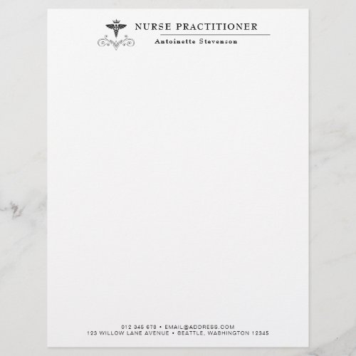 Elegant Caduceus Nurse Practitioner Letterhead