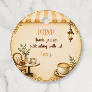 Elegant Café Bébé Baby Shower French Bistro Beige Favor Tags