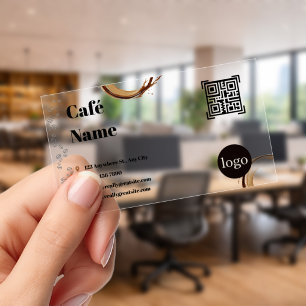 Elegant Cafe Business Card Coffee Splash Clear Business Cards