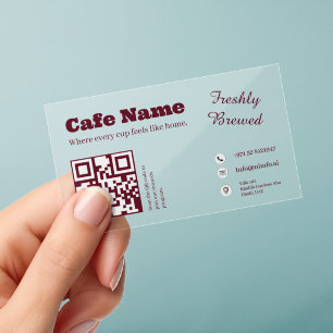 Elegant Cafe Business Card Freshly Brewed Clear Business Cards