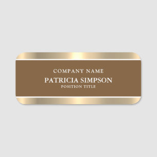 Elegant Cafe Royale Brown Gold Unique Modern Name Tag