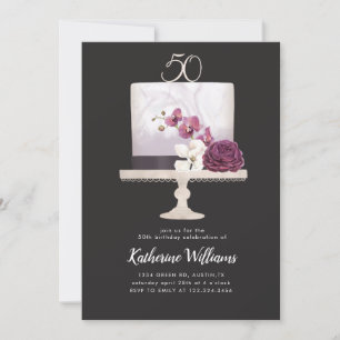 elegant cake 50th birthday party invitation