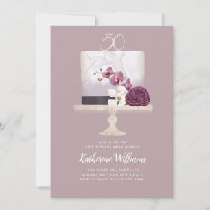 elegant cake 50th birthday party invitation
