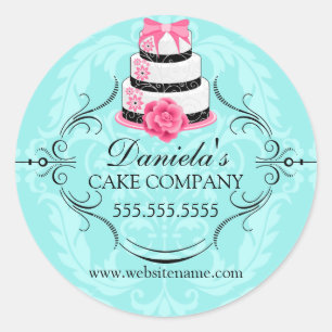 Elegant Cake and Damask Bakery Box Seals
