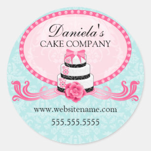 Elegant Cake and Damask Bakery Box Seals