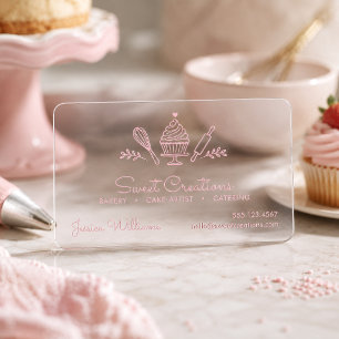 Elegant Cake Artist & Catering Modern Pink Bakery Clear Business Cards