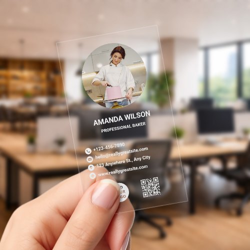Elegant Cake Baker Clear Business Cards