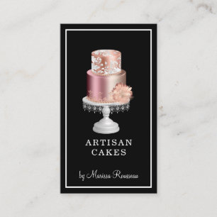 Elegant Cake Baker Pastry Chef Black Business Card