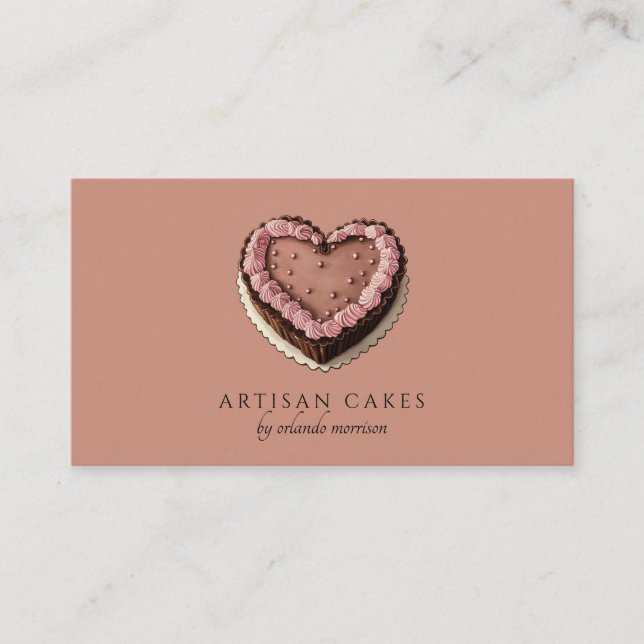 Elegant Cake Bakery Brown Business Card (Front)