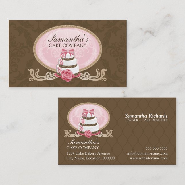 Elegant Cake Bakery Business Card (Front/Back)