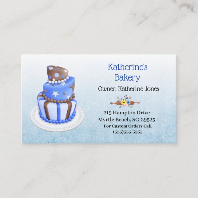 Elegant Cake Bakery Business Cards (Front)