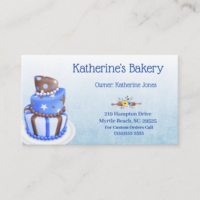 Elegant Cake Bakery Business Cards (Front)