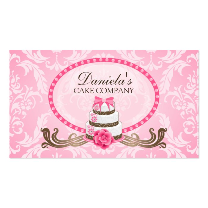 Elegant Cake Bakery Damask Business Cards