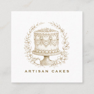 Elegant Cake Bakery Logo Square Business Card