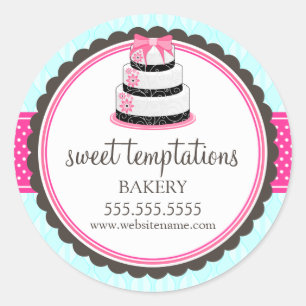 Elegant Cake Bakery Packaging Classic Round Sticker