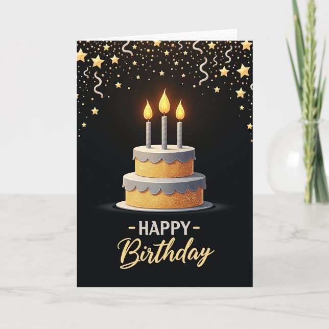 Elegant Cake Birthday Card (Front)