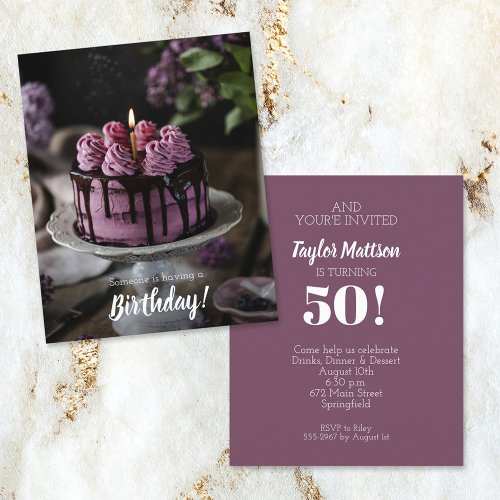 Elegant Cake Birthday Party Invitations