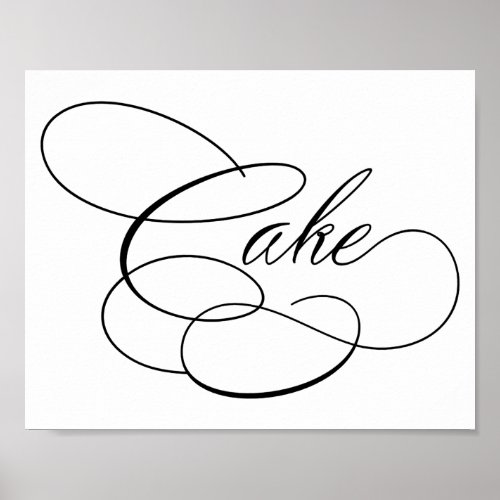 Elegant Cake Black Script  Horizontal Table Poster