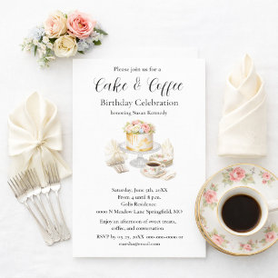 Elegant Cake & Coffee Birthday Party Invitation