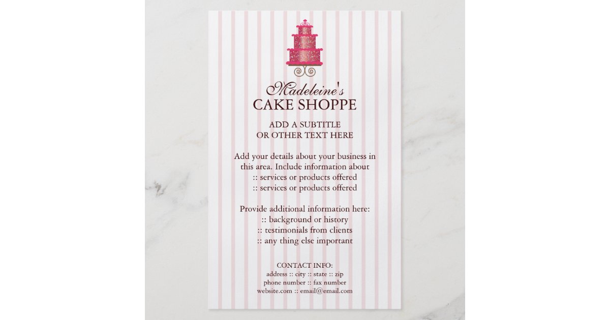 shower invitations baby e Bakery Zazzle.com Business Flyer Elegant  Cake Custom