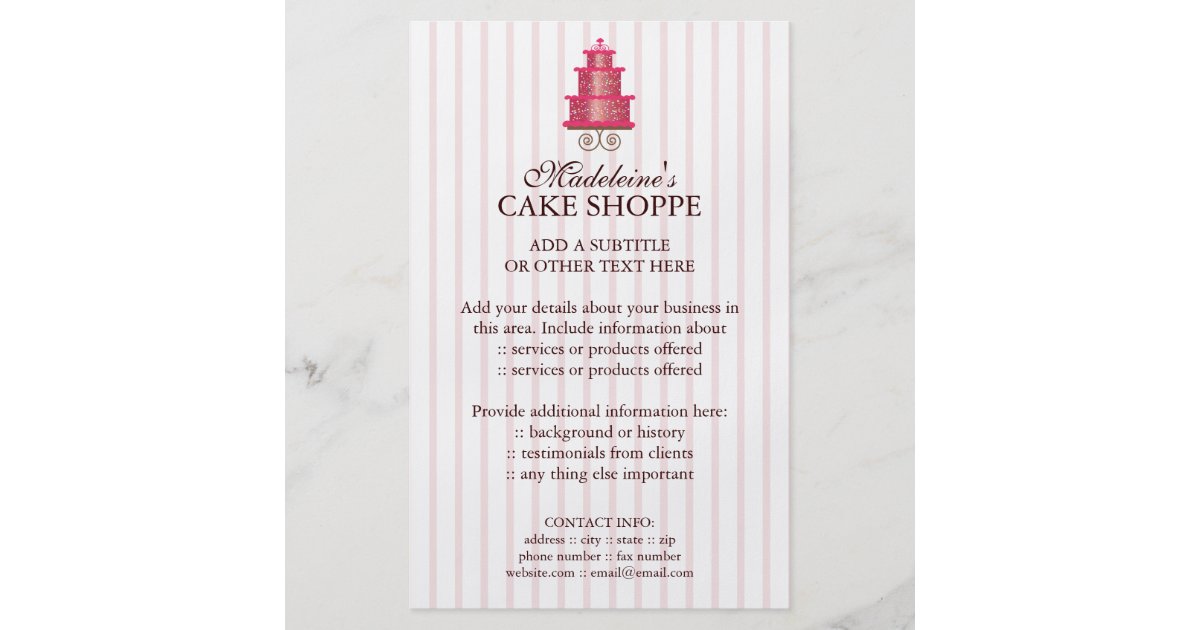 shower invitations baby e Bakery Zazzle.com Business Flyer Elegant Cake Custom shower invitations baby e Bakery Zazzle.com Business Flyer Elegant Cake Custom